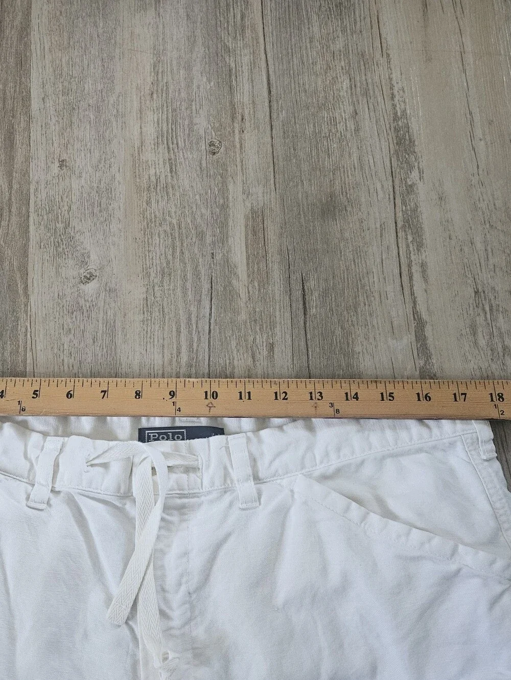 Vintage Polo Ralph Lauren Men's White Pleated Cargo Linen-Blend Pants Large
